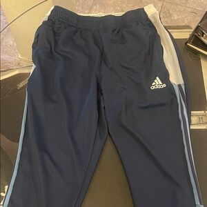 Adidas Kids Dark Blue Joggers with Light Gray Stripes